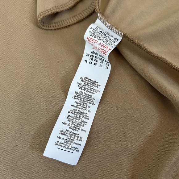 NWT Boohoo Woven Pocket Duster Coat Long Light Pocket Camel Womens Size 12 - Picture 8 of 8